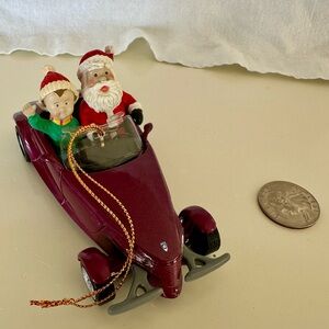 Festive Santa and Elf Car Ornament